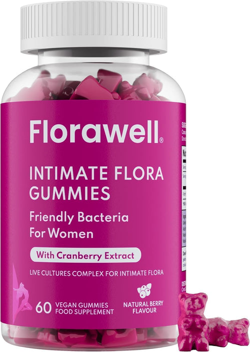 Florawell® Intimate Flora Gummies – Intimate Flora for Women, Supports Feminine Health – Women's Gummies for Intimate Balance & Daily Care – Delicious Natural Berry Flavour – 60 Vegan Gummies