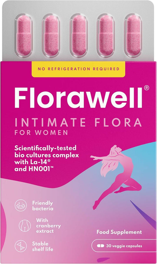 Florawell® Vaginal Live Cultures for Women – Scientifically Proven Bio Cultures for Women’s Intimate Flora – with Cranberry Extract - 30 Oral Capsules