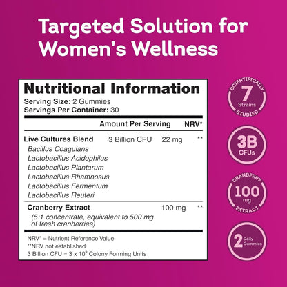 Florawell® Intimate Flora Gummies – Intimate Flora for Women, Supports Feminine Health – Women's Gummies for Intimate Balance & Daily Care – Delicious Natural Berry Flavour – 60 Vegan Gummies