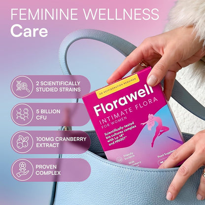 Florawell® Vaginal Live Cultures for Women – Scientifically Proven Bio Cultures for Women’s Intimate Flora – with Cranberry Extract - 30 Oral Capsules